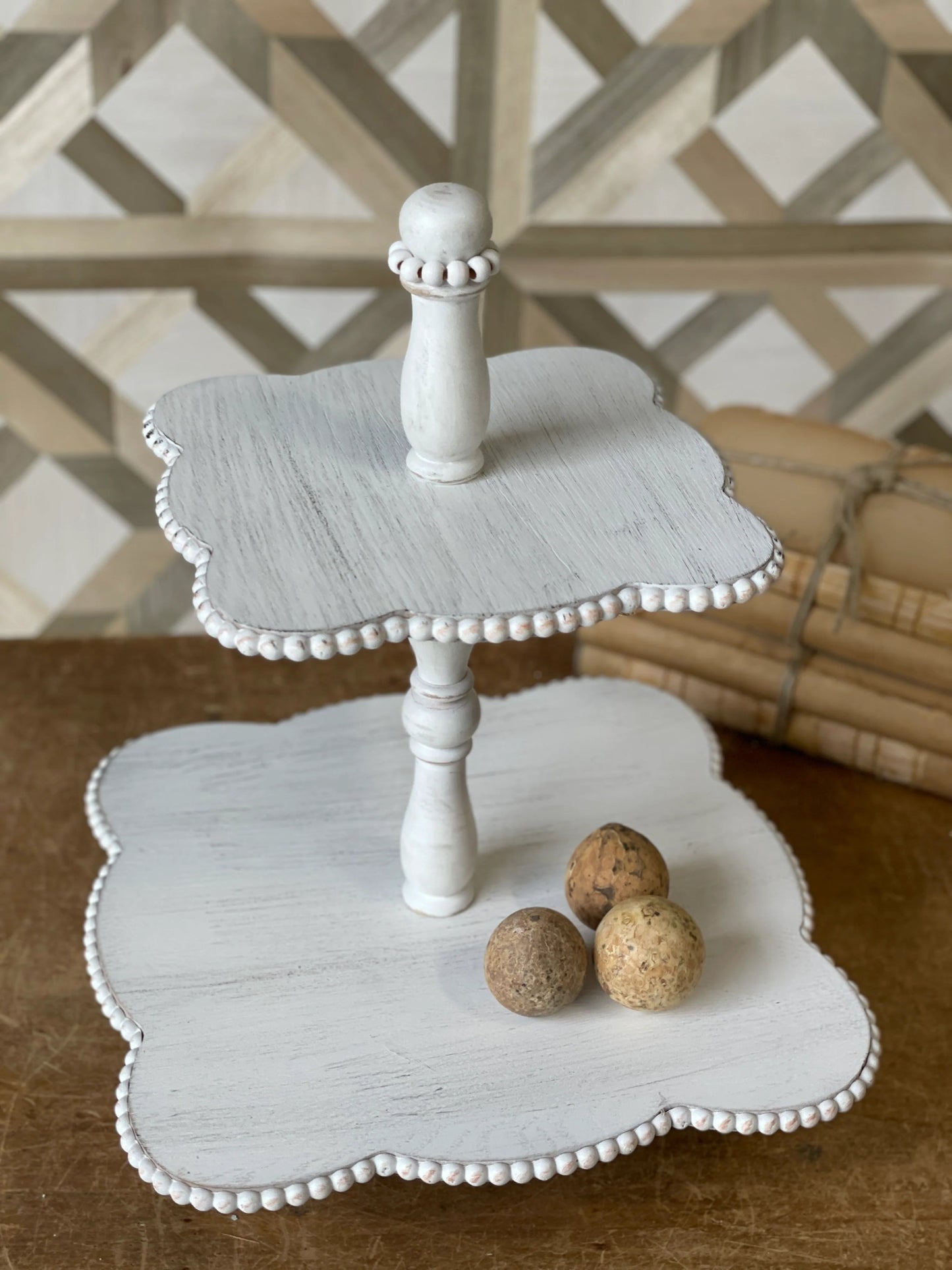 Beaded 2 Tier Stand - Charlie's Roost