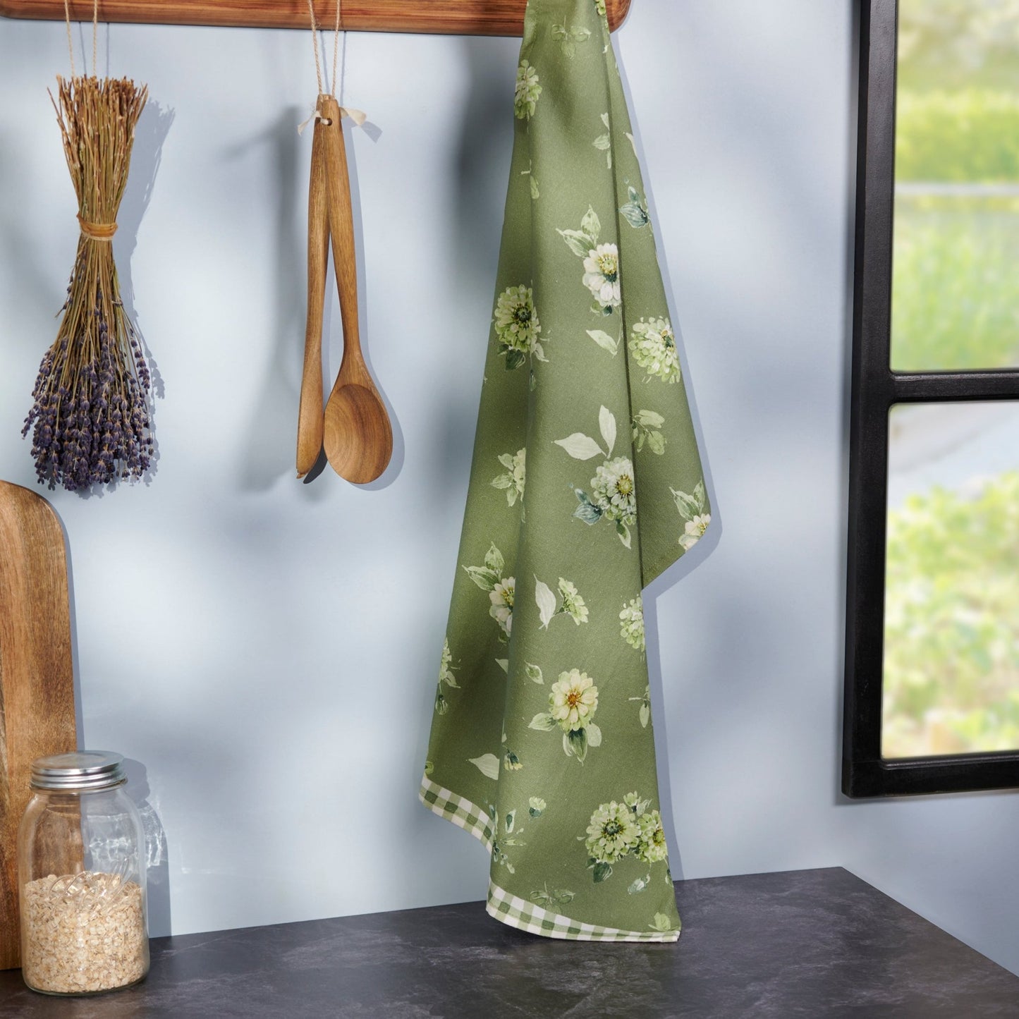 Green Floral Kitchen Towel - Charlie's Roost