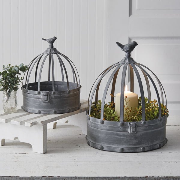 Metal Cloches with Birds (Set of two) - Charlie's Roost