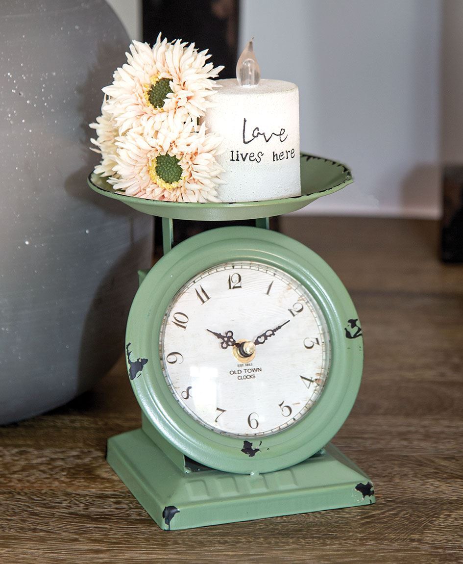 Vintage Green Old Town Scale Clock - Charlie's Roost