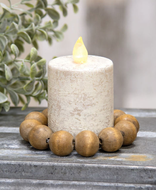 Wooden Round Bead Candle Ring - Charlie's Roost